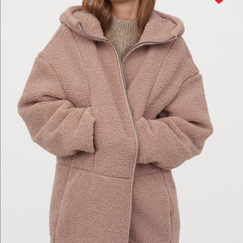 NWT H&M hooded faux shearling jacket XS